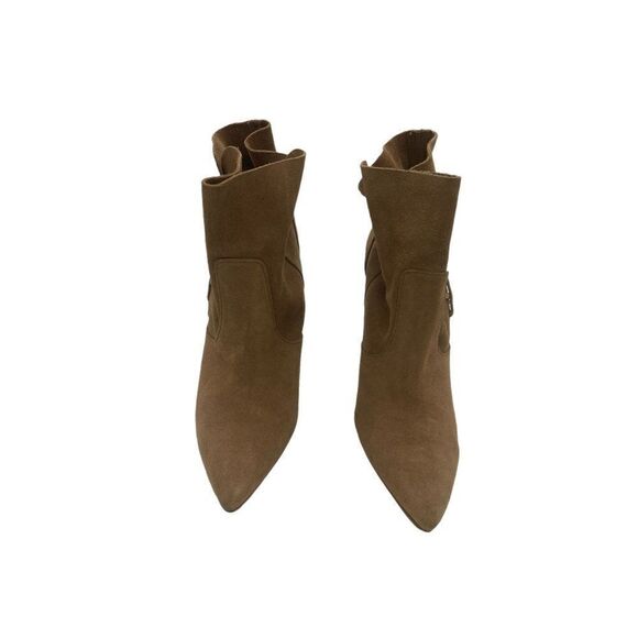 Zara Western Boots Suede Tan Ankle Point Toe Womens Sz US 8.5 Old Money Minimal - Picture 5 of 15